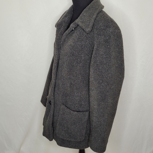 Kristen Blake Apre's Gray Vintage Button Front Oversized Teddy Bear Coat - Sz L - Picture 2 of 13